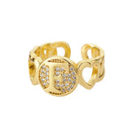 Load image into Gallery viewer, Rainbow Zircon Letter Rings for Women Gold Color Stainless Steel Initial Ring Adjustable Wedding Couple Rings Boho Jewelry Bague