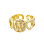 Load image into Gallery viewer, Rainbow Zircon Letter Rings for Women Gold Color Stainless Steel Initial Ring Adjustable Wedding Couple Rings Boho Jewelry Bague
