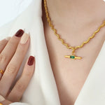 Load image into Gallery viewer, Stainless Steel Glass Cone Shaped Pendant Necklace