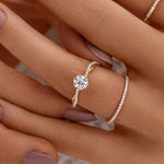 Load image into Gallery viewer, S925 Pure Silver Woven Wave Diamond Row Center Stone Ring