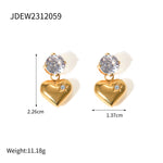 Load image into Gallery viewer, Stainless steel smooth zircon heart-shaped pendant earrings and accessories