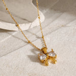 Load image into Gallery viewer, Stainless Steel Inlaid Zircon Bow Necklace