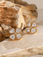 Load image into Gallery viewer, Stainless Steel Zircon Lucky Clover Earrings