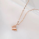 Load image into Gallery viewer, Stainless steel double layer butterfly necklace women's clavicle chain