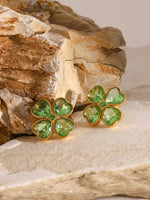 Load image into Gallery viewer, Stainless Steel Zircon Lucky Clover Earrings