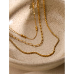 Load image into Gallery viewer, Stainless steel triple beaded loop chain Fried Dough Twists chain three-layer necklace beach style necklace