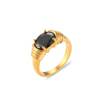 Load image into Gallery viewer, Strong Prong Setting Oval Cutt 3A Zircon Shiny Green Red Black White Stone Ring Stainless Steel 18K Gold Plated Rings For Women