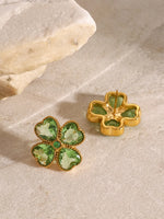 Load image into Gallery viewer, Stainless Steel Zircon Lucky Clover Earrings
