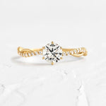 Load image into Gallery viewer, S925 Pure Silver Woven Wave Diamond Row Center Stone Ring