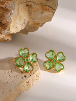Load image into Gallery viewer, Stainless Steel Zircon Lucky Clover Earrings