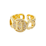 Load image into Gallery viewer, Rainbow Zircon Letter Rings for Women Gold Color Stainless Steel Initial Ring Adjustable Wedding Couple Rings Boho Jewelry Bague
