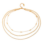 Load image into Gallery viewer, Stainless steel triple beaded loop chain Fried Dough Twists chain three-layer necklace beach style necklace
