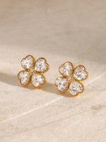 Load image into Gallery viewer, Stainless Steel Zircon Lucky Clover Earrings
