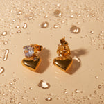 Load image into Gallery viewer, Stainless steel smooth zircon heart-shaped pendant earrings and accessories
