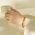 Load image into Gallery viewer, 18K gold multicolored long gemstone stainless steel bracelet
