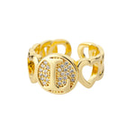 Load image into Gallery viewer, Rainbow Zircon Letter Rings for Women Gold Color Stainless Steel Initial Ring Adjustable Wedding Couple Rings Boho Jewelry Bague
