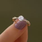 Load image into Gallery viewer, S925 Pure Silver Woven Wave Diamond Row Center Stone Ring
