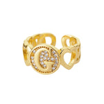 Load image into Gallery viewer, Rainbow Zircon Letter Rings for Women Gold Color Stainless Steel Initial Ring Adjustable Wedding Couple Rings Boho Jewelry Bague
