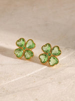 Load image into Gallery viewer, Stainless Steel Zircon Lucky Clover Earrings
