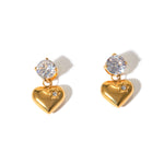Load image into Gallery viewer, Stainless steel smooth zircon heart-shaped pendant earrings and accessories
