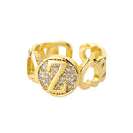 Load image into Gallery viewer, Rainbow Zircon Letter Rings for Women Gold Color Stainless Steel Initial Ring Adjustable Wedding Couple Rings Boho Jewelry Bague
