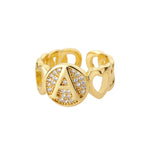Load image into Gallery viewer, Rainbow Zircon Letter Rings for Women Gold Color Stainless Steel Initial Ring Adjustable Wedding Couple Rings Boho Jewelry Bague
