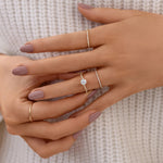 Load image into Gallery viewer, S925 Pure Silver Woven Wave Diamond Row Center Stone Ring
