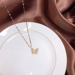 Load image into Gallery viewer, Stainless steel double layer butterfly necklace women's clavicle chain
