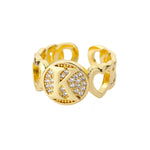 Load image into Gallery viewer, Rainbow Zircon Letter Rings for Women Gold Color Stainless Steel Initial Ring Adjustable Wedding Couple Rings Boho Jewelry Bague
