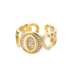 Load image into Gallery viewer, Rainbow Zircon Letter Rings for Women Gold Color Stainless Steel Initial Ring Adjustable Wedding Couple Rings Boho Jewelry Bague
