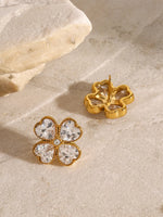 Load image into Gallery viewer, Stainless Steel Zircon Lucky Clover Earrings
