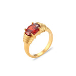 Load image into Gallery viewer, Strong Prong Setting Oval Cutt 3A Zircon Shiny Green Red Black White Stone Ring Stainless Steel 18K Gold Plated Rings For Women
