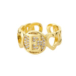Load image into Gallery viewer, Rainbow Zircon Letter Rings for Women Gold Color Stainless Steel Initial Ring Adjustable Wedding Couple Rings Boho Jewelry Bague
