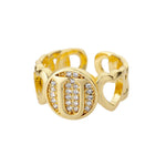 Load image into Gallery viewer, Rainbow Zircon Letter Rings for Women Gold Color Stainless Steel Initial Ring Adjustable Wedding Couple Rings Boho Jewelry Bague
