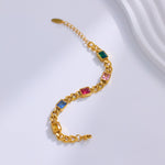 Load image into Gallery viewer, 18K gold multicolored long gemstone stainless steel bracelet
